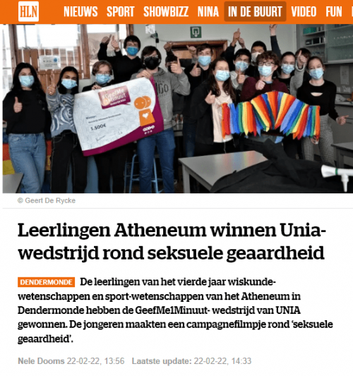 Leerlingen winnen Unia-wedstrijd GO! atheneum Dendermonde